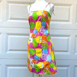 Lilly Pulitzer White Label Dress Womens Size 2 Party Lights Pink Sleeveless VTG